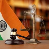 Gavel And Scales Of Justice and  National flag of India